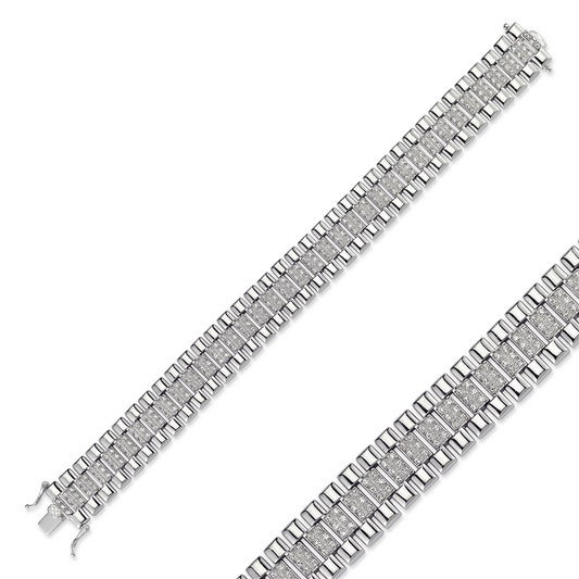 Silver Rhodium Plated CZ Ladies Bracelet 7.5"