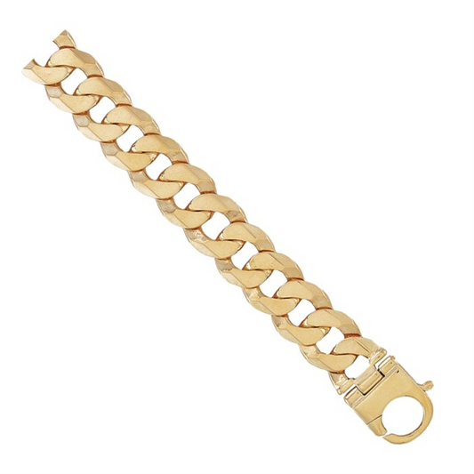 17mm 9ct Yellow Gold Flat Curb Chain
