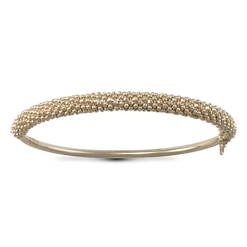 Sterling Silver Disco Bead Bangle - Gold Plated