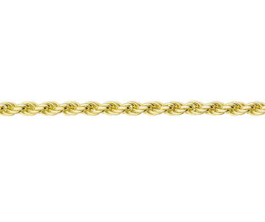 3mm Solid 9ct Yellow Gold Rope Bracelet
