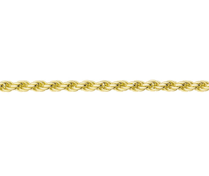 3mm Solid Yellow Gold Rope Chain