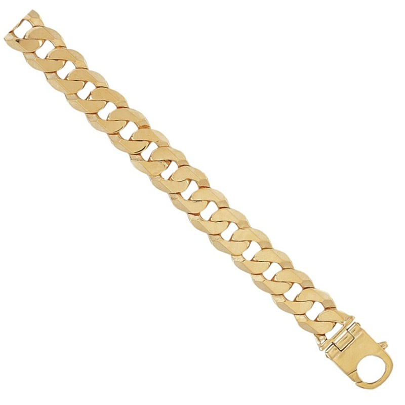 14mm 9ct Yellow Gold Flat Curb Chain