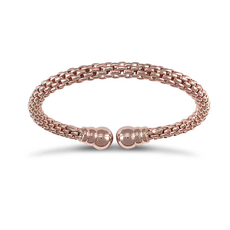 Rose Gold Plated Silver Mesh Torque Style Bangle