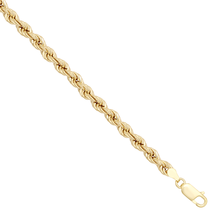 5mm 9ct Yellow Gold Rope Bracelet