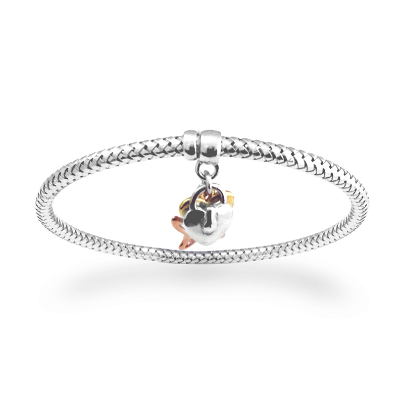 Sterling Silver Weave Charm Bangle