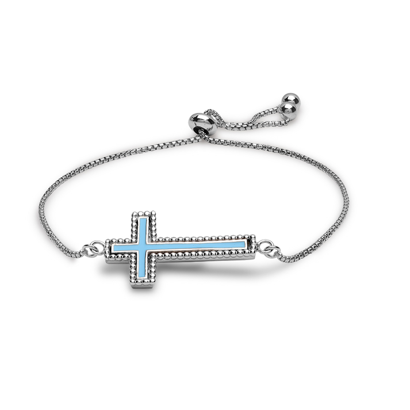 Sterling Silver Cross Slider Bracelet