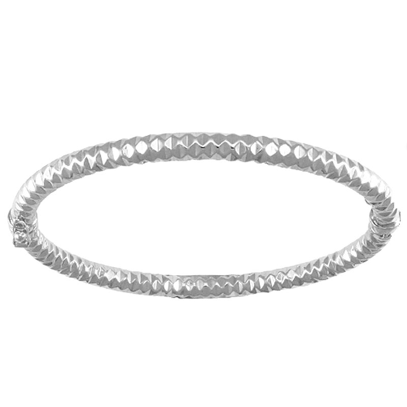 Sterling Silver Ladies Disco Hinged Bangle