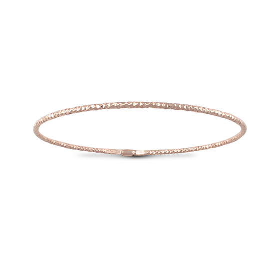 Sterling Silver Thin Disco Slave Bangle - Rose Plated