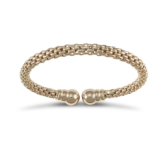 Gold Plated Silver Mesh Torque Style Bangle