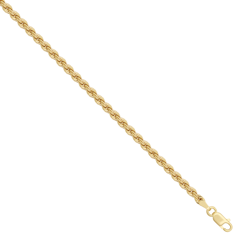 3.2mm 9ct Yellow Gold Rope Bracelet